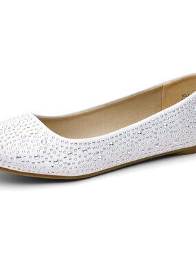 Ballet Flats for Women Rhinestone Round Toe Slip-On Dressy Comfortable Shoes for